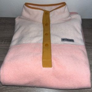 COLUMBIA Fleece Half Snap Sweatshirt Pullover Pink/Peach/Mustard Women’s 1X